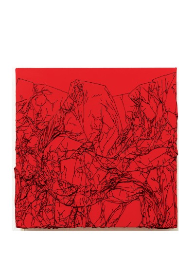 Arbre de vie rouge / noir - 30 x 30cm - technique mixte - © Annie Thérie